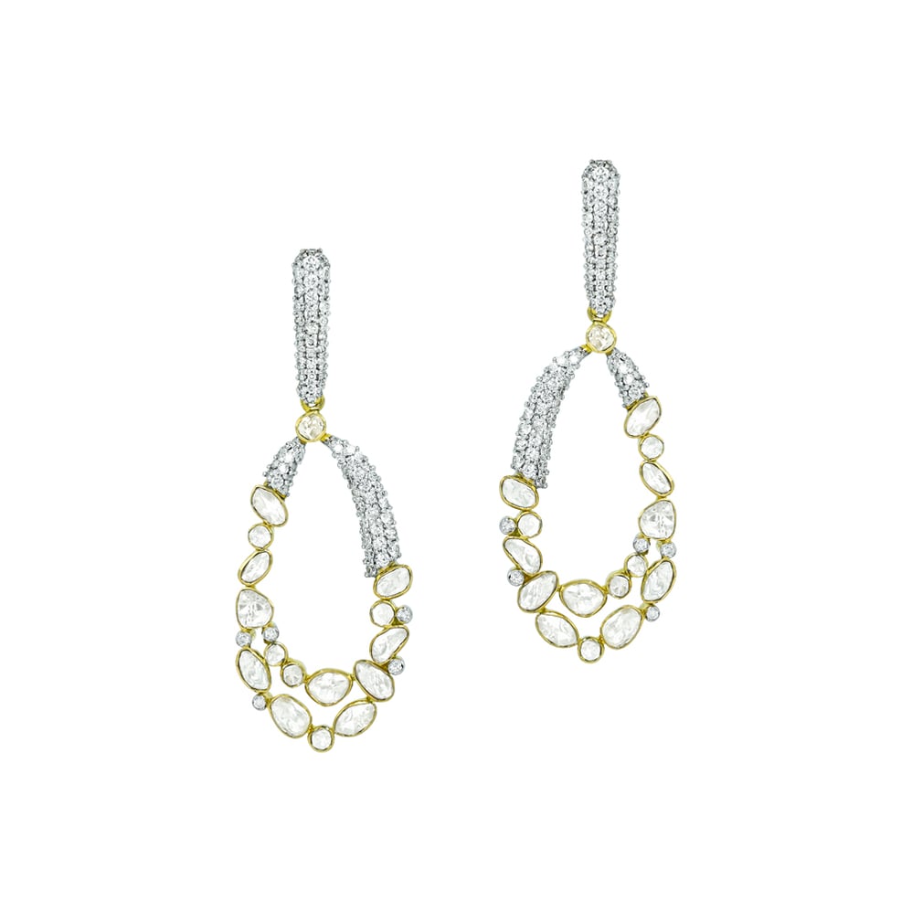 Hallowed Teardrop Polki Earrings with Full-Cut Diamonds